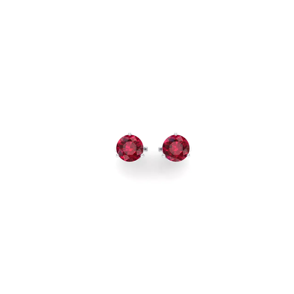2 Carat Classic Ruby Stud Earrings in 14K White Gold