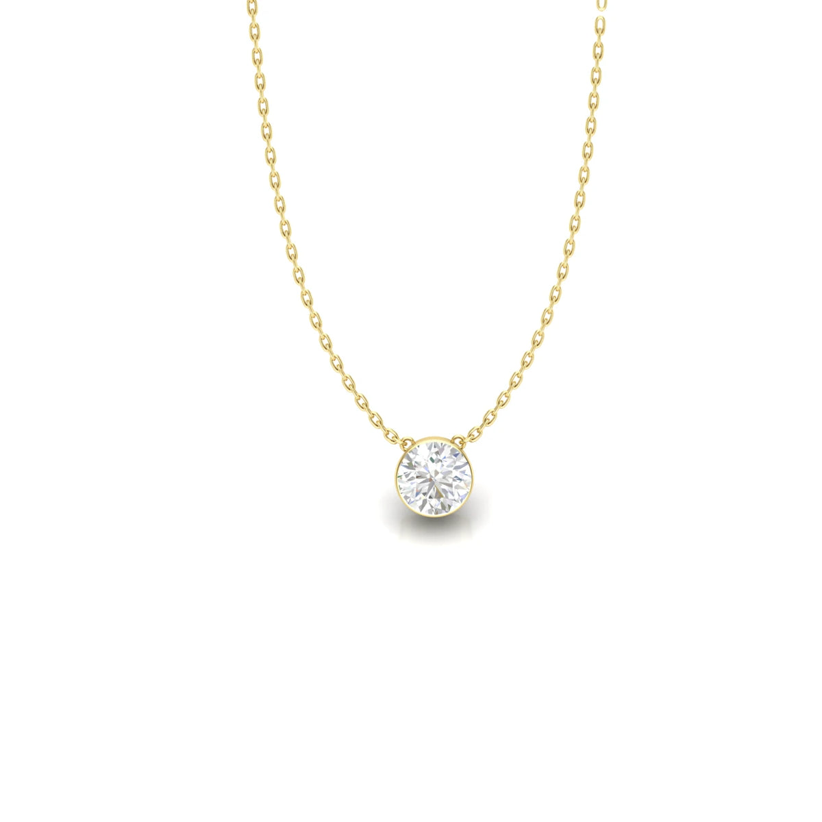 1 Carat Petite Lab Grown Diamond Pendant Necklace 14K Gold