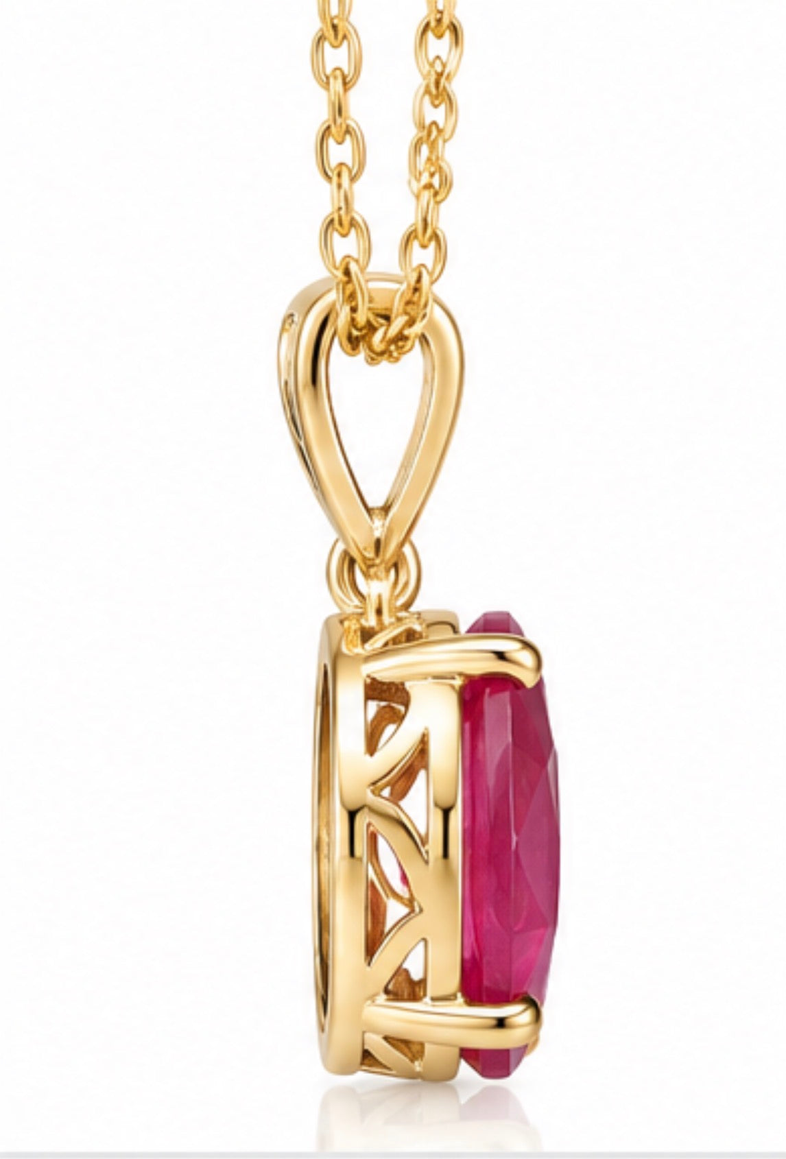 5 Carat Oval Cut Ruby Solitaire Necklace 14k Yellow Gold