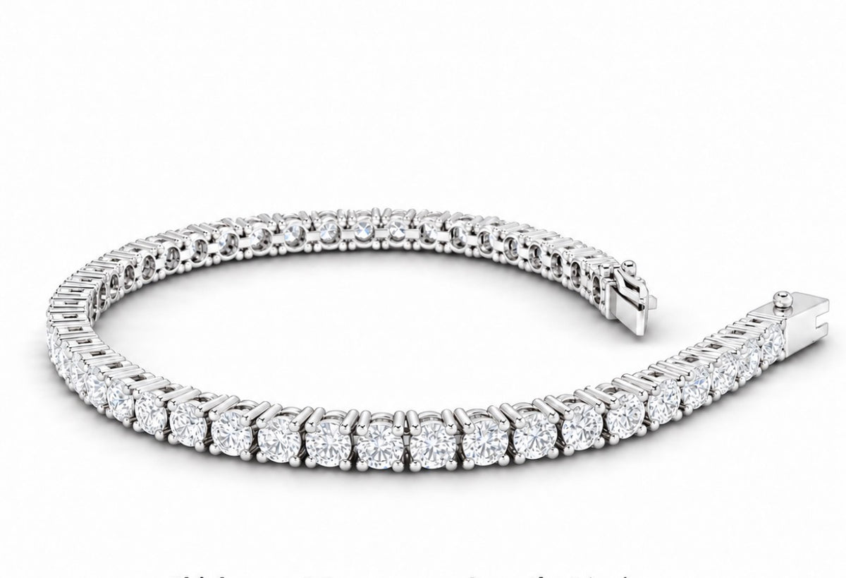 5 Carats Lab Diamond 14K White Gold Tennis Bracelet.