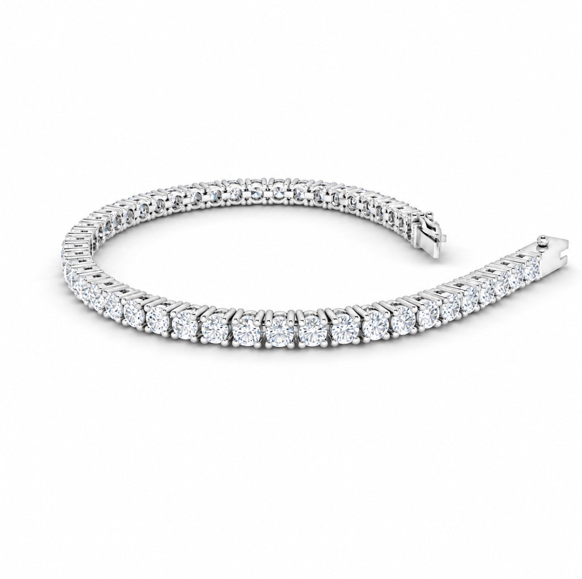4 Carats Lab Diamond 14K White  Gold Tennis Bracelet E-FCOLOR VS1 -VS2