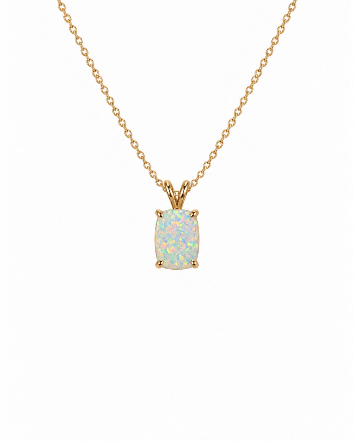 5 Carat Opal oval cut Birth Stone Pendant Necklace 14K Yellow Gold
