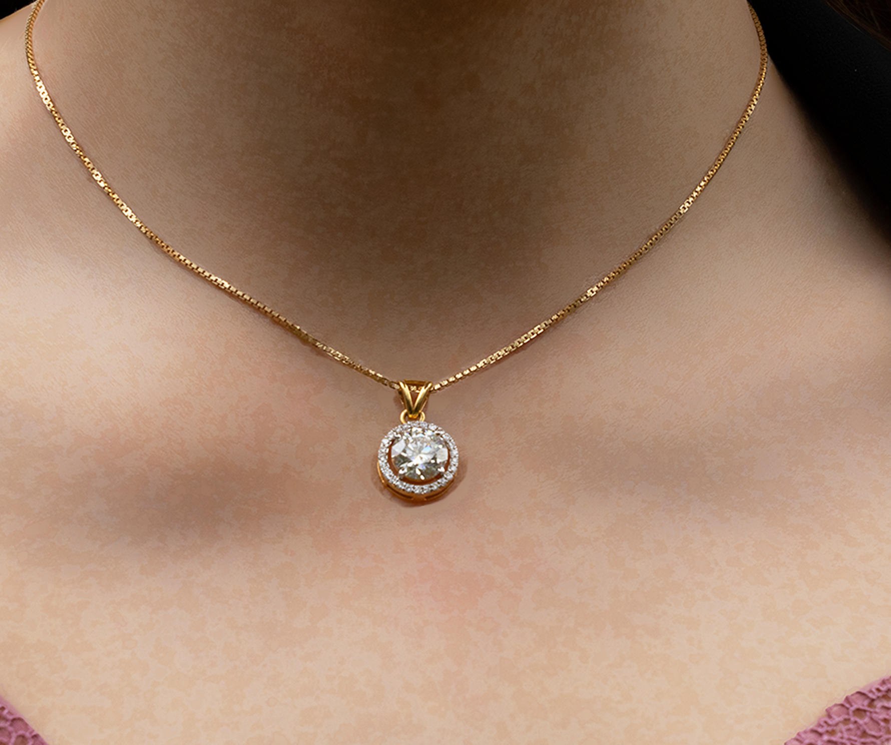 Halo Pendant on Model Image