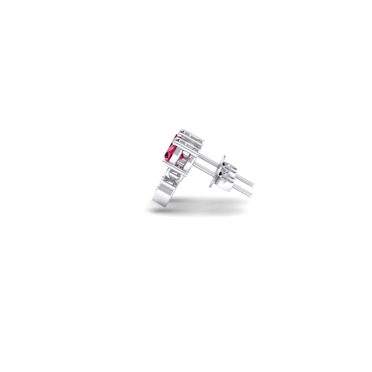 Ruby & Lab Grown Diamond Drop Earrings in 14K White Gold
