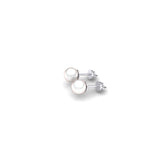 Classic pearl stud earring set in polished 14K white gold, finished with a secure butterfly pushback closure for comfortable everyday wear.