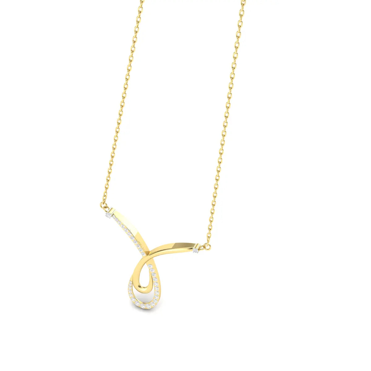 0.5 Carat Intertwined Arcs Lab Grown Diamond  Necklace 14K YellowGold