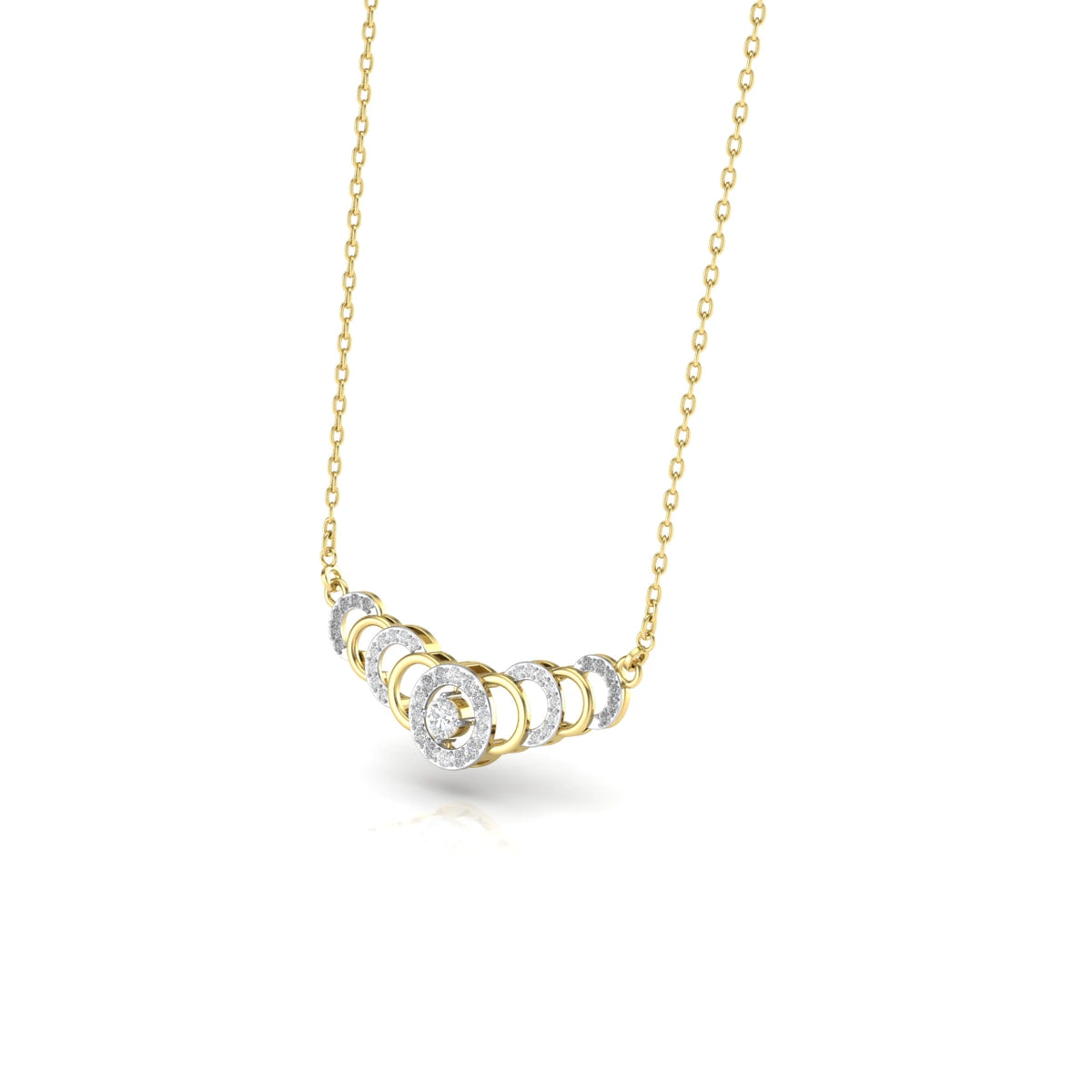 0.50 -1/2 Ct. Celestial Circle-Link Lab Grown Diamond Pendant Necklace 14K Yellow Gold