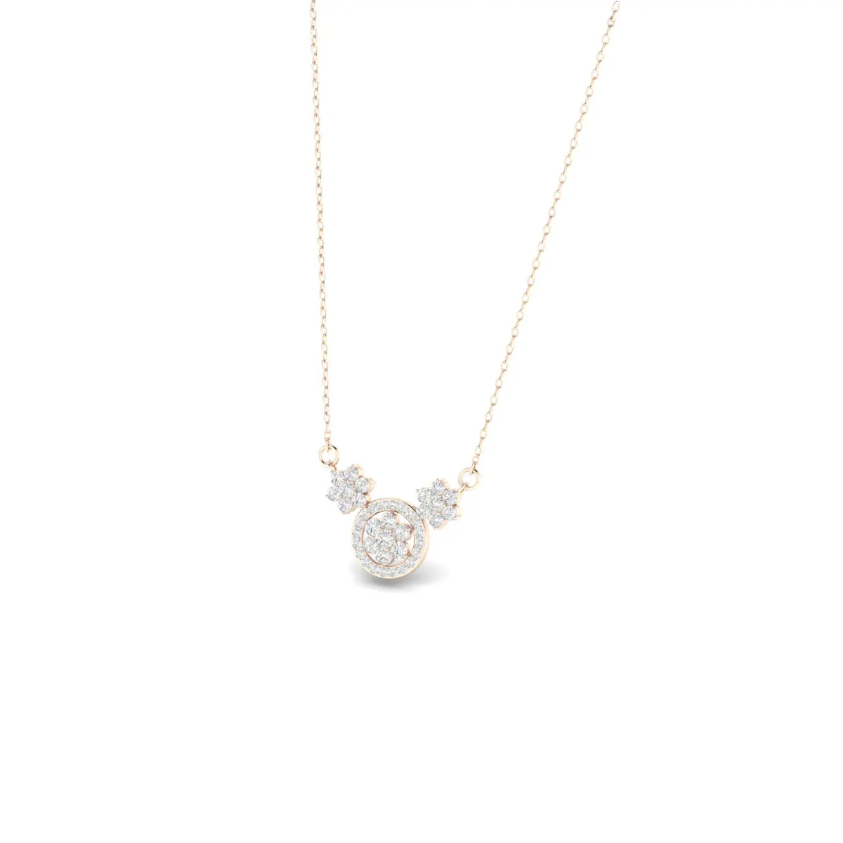1 Carat Halo Blossom Lab Grown Diamond Pendant Necklace 14K Gold
