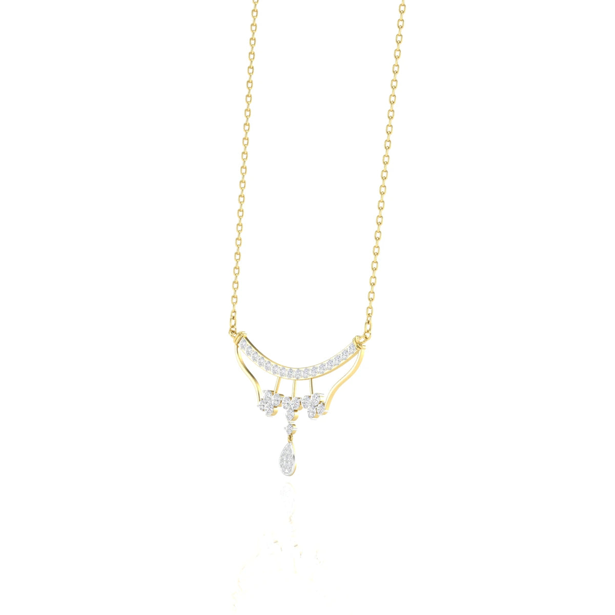 1 Carat Cluster Curve Lab Grown Diamond  Necklace 14K Gold