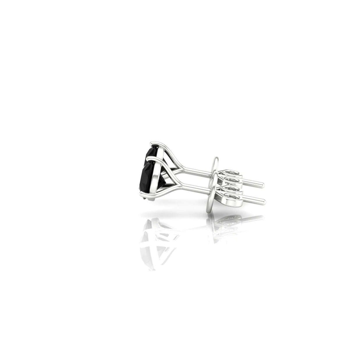 Onyx Studs set in 14K White Gold