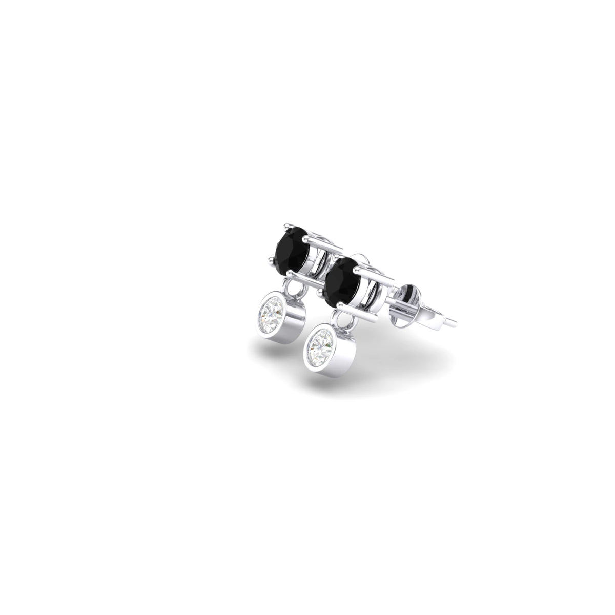 Onyx & Lab Grown Diamond Drop Earrings in 14K White Gold