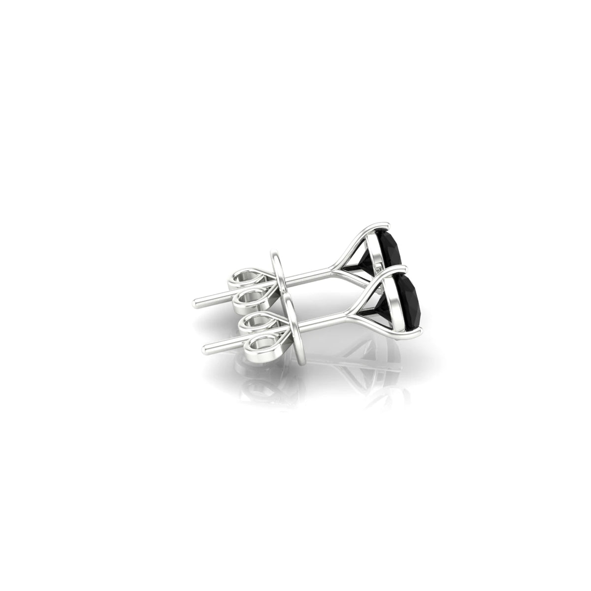 Onyx Studs set in 14K White Gold