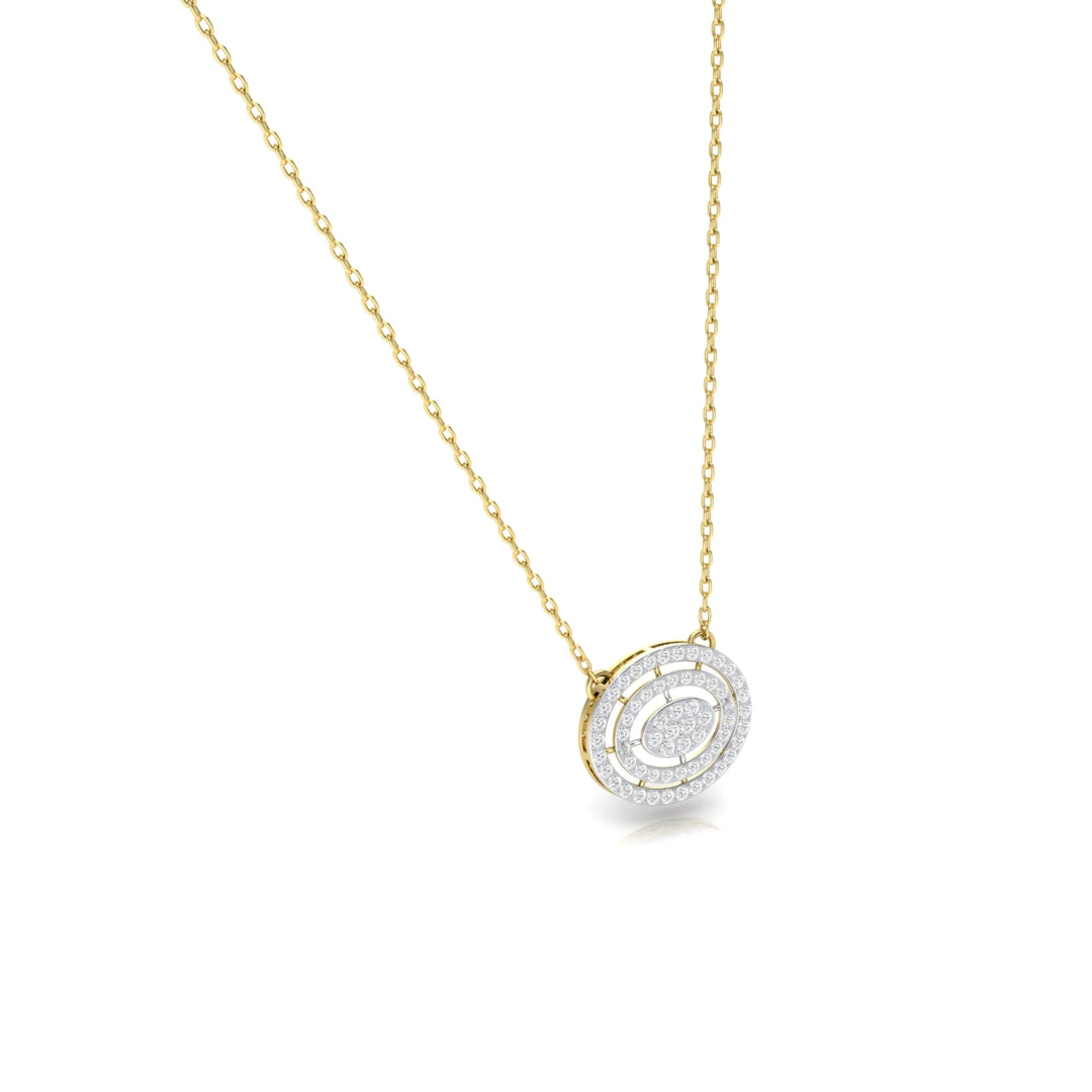 1 Carat Oval Cluster Halo Lab Grown Diamond  Necklace 14K YellowGold