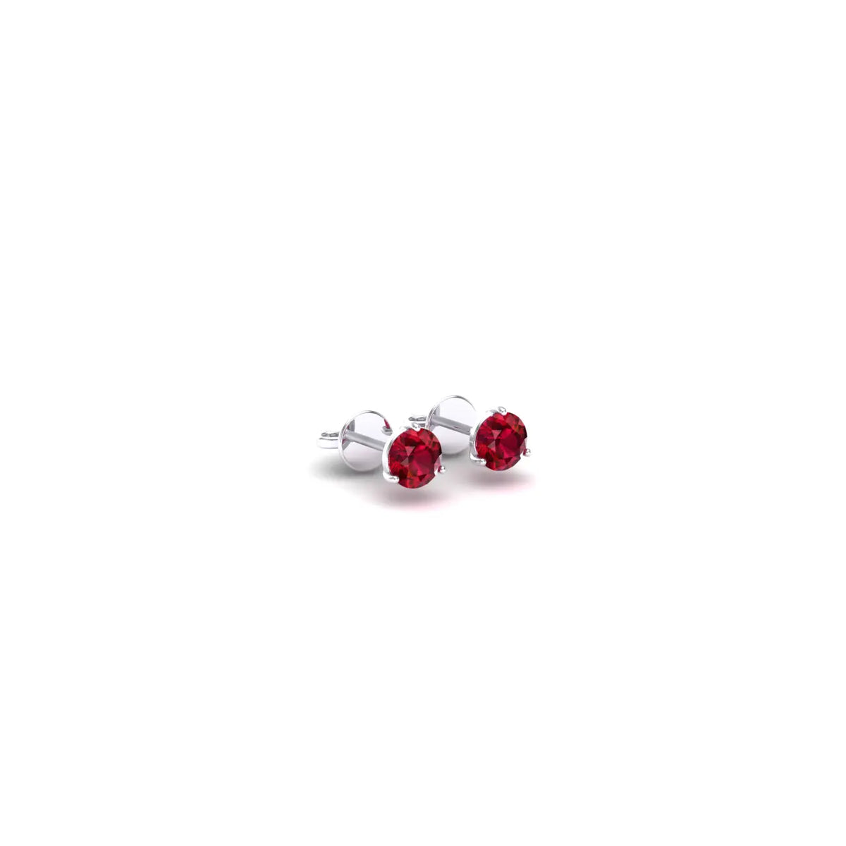 2 Carat Classic Ruby Stud Earrings in 14K White Gold