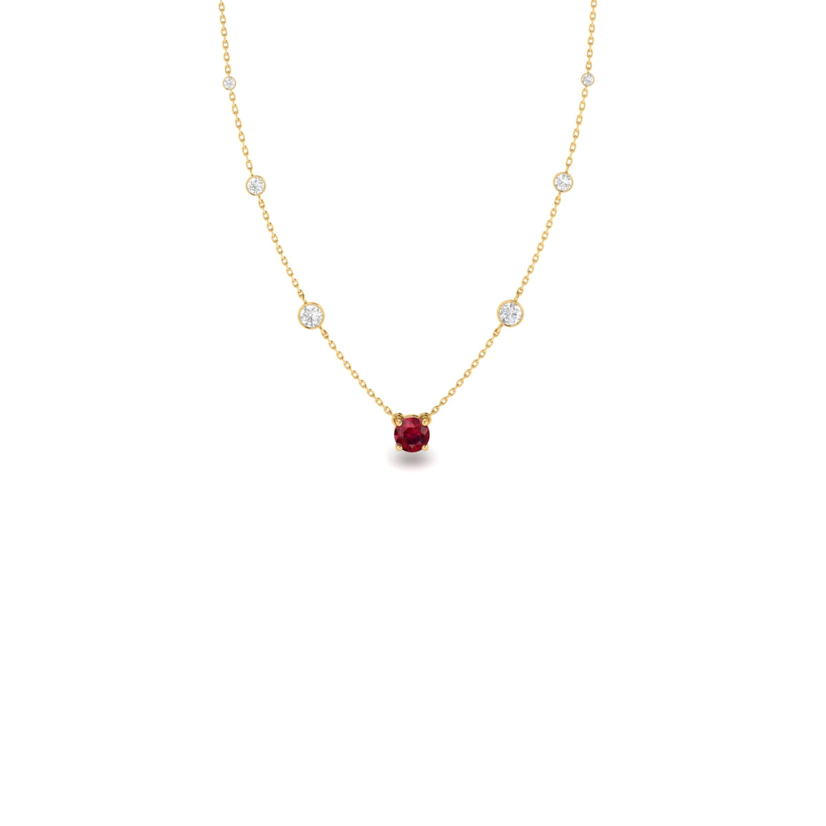 2 Carat Radiant Ruby Lab Grown Diamond Necklace 14K Yellow Gold