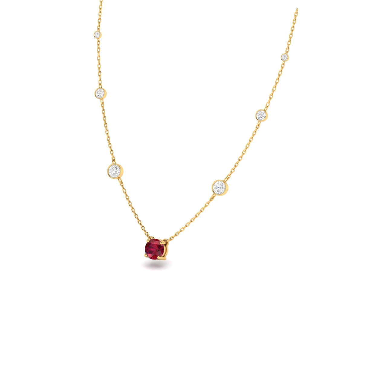2 Carat Radiant Ruby Lab Grown Diamond Necklace 14K Yellow Gold