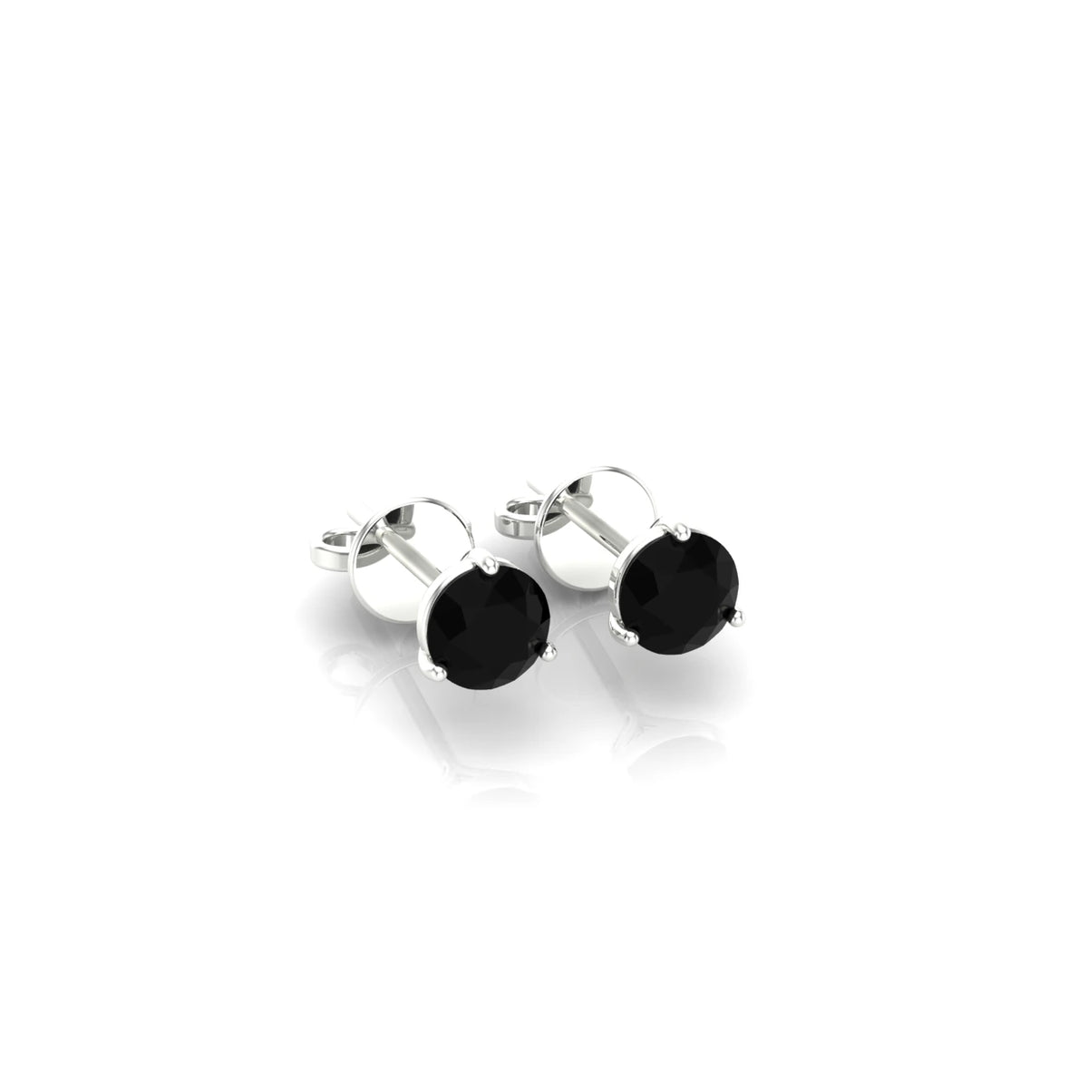 Onyx Studs set in 14K White Gold