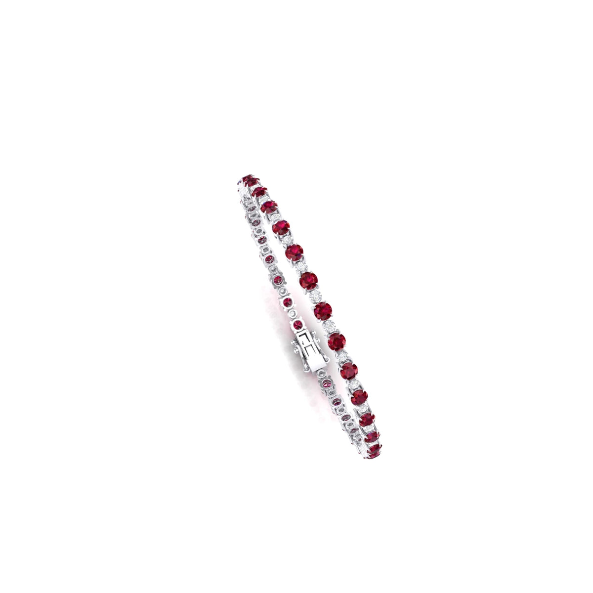 1 Carat Lab Diamond & Ruby Tennis Bracelet 14K White Gold