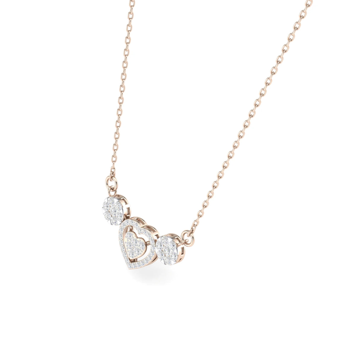 1 Carat Heartline Trio Lab Grown Diamond Necklace 14K yellow Gold