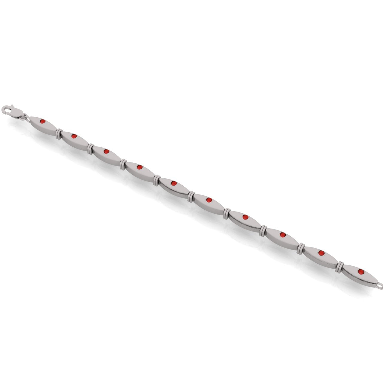 Modern Link Ruby Sterling Silver Bracelet