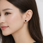 Onyx Studs set in 14K White Gold on Model