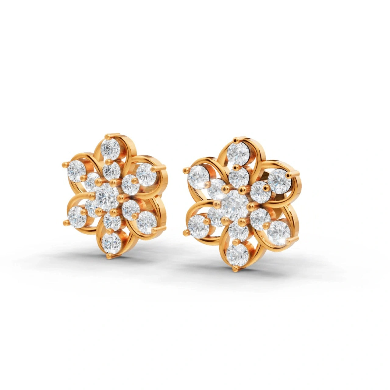 1 Carat Diamond Daisy Cluster 18K Gold Earring Studs