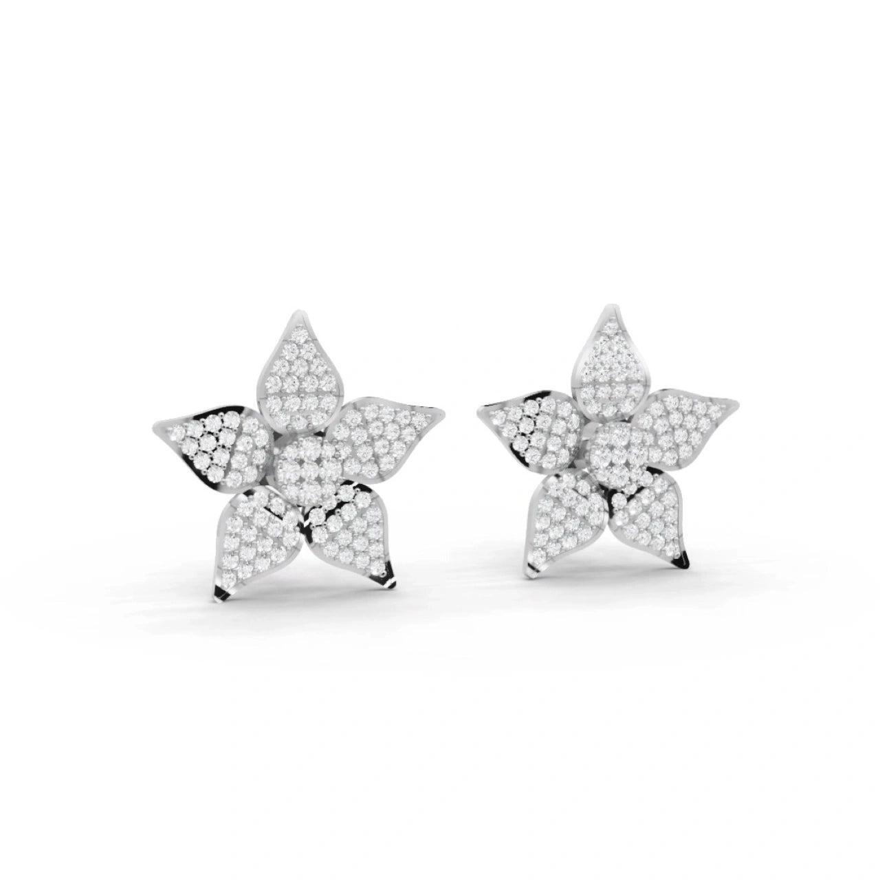 1.5 Carat Flower shaped 14K  Natural Diamond Studs