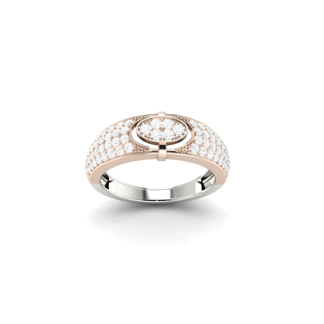 0.5 Carats Lab- Grown Diamond Dual-Tone Oval Cluster Pave 14K Rose Gold Ring