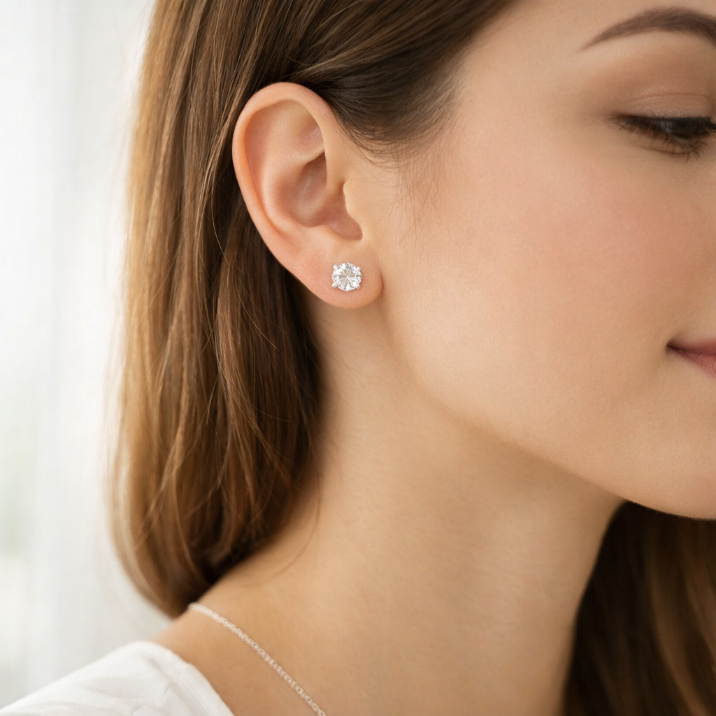 2 Carat Lab Diamond Stud Earrings in 14k White Gold