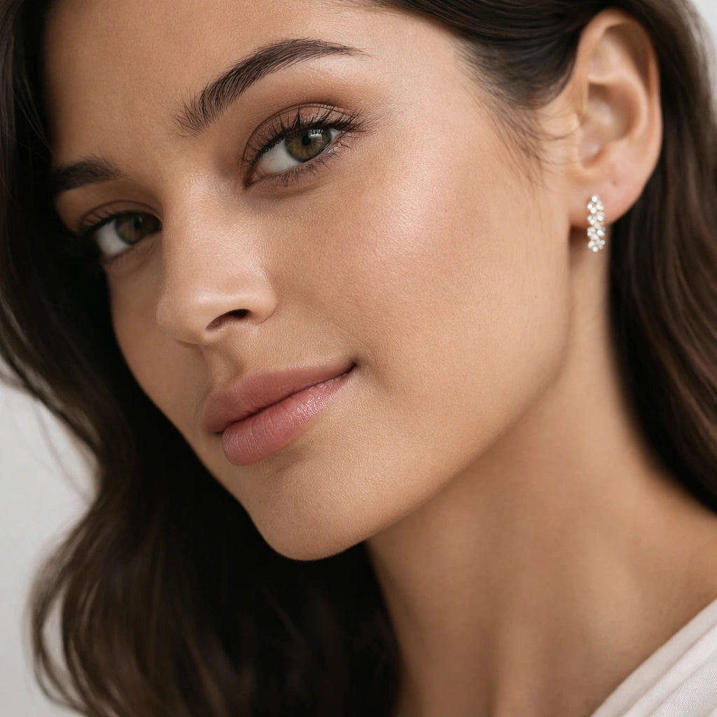 0.8 Carat Diamond Triple Row J Hoop Earrings 18K Yellow Gold