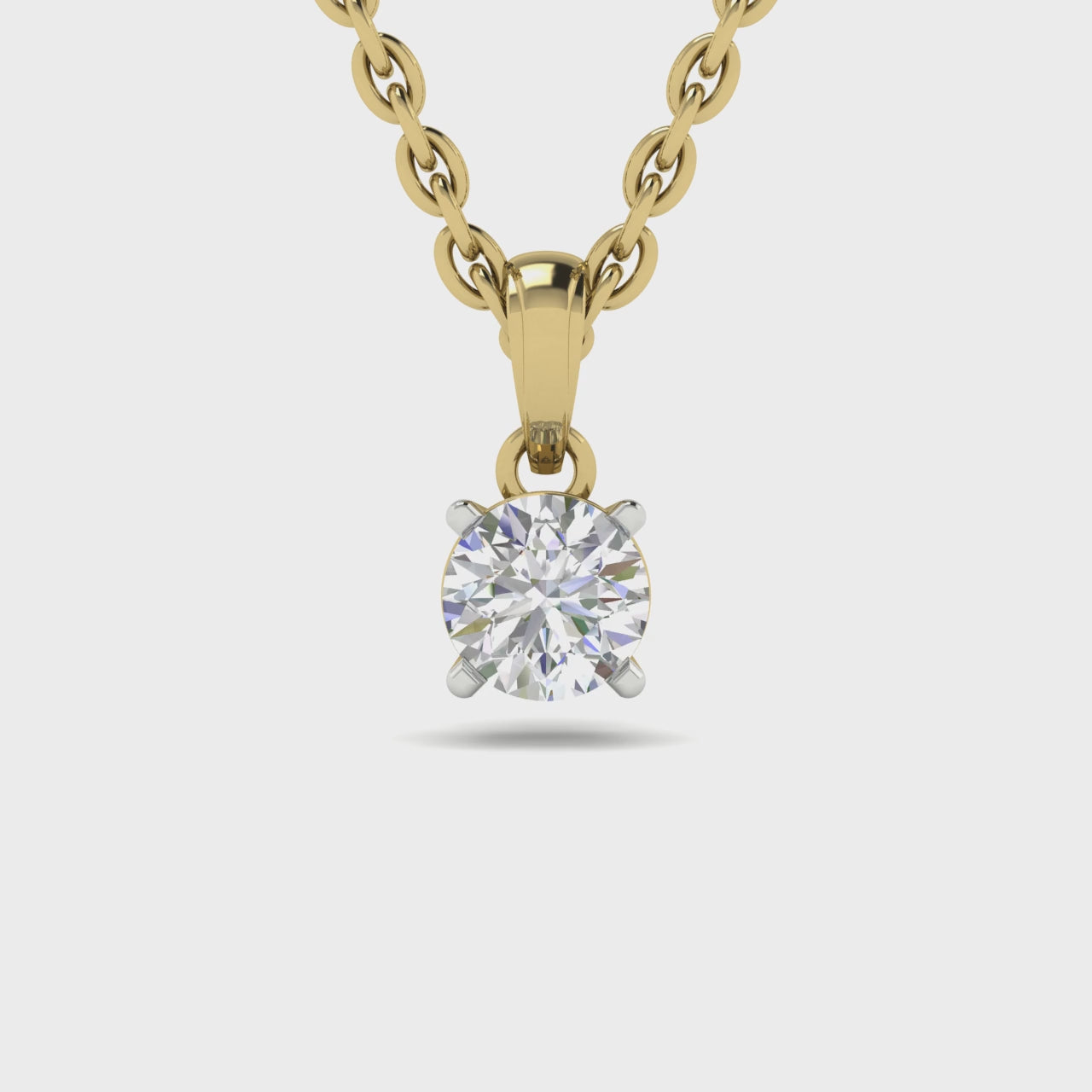 1 Carat IGI Certified Brilliant Round Diamond Solitaire Drop Pendant 14K Yellow Gold.