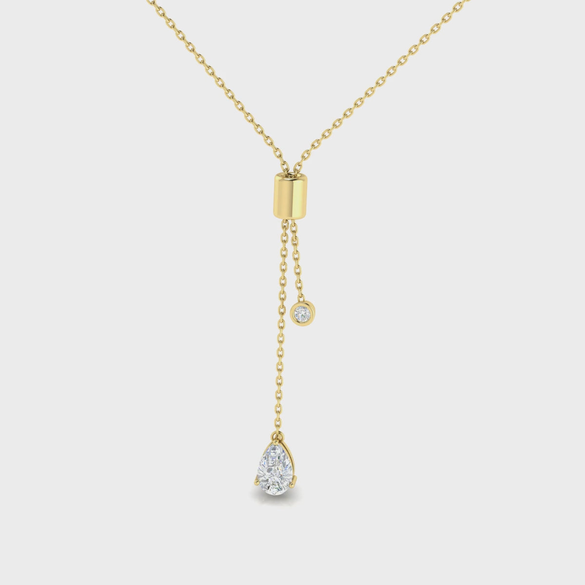 1.50 Carat Double Drop Lariat Lab Diamond  Necklace 14K Yellow Gold