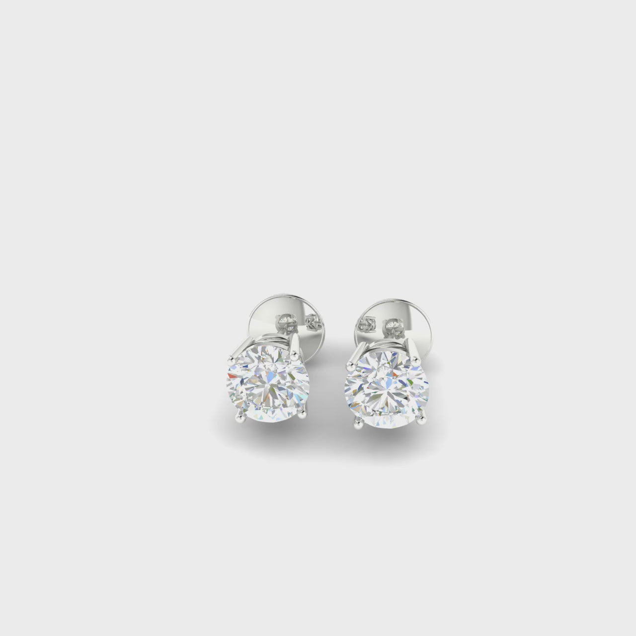 1.8 Carats Diamond Solitaire Stud Earrings 18K White Gold