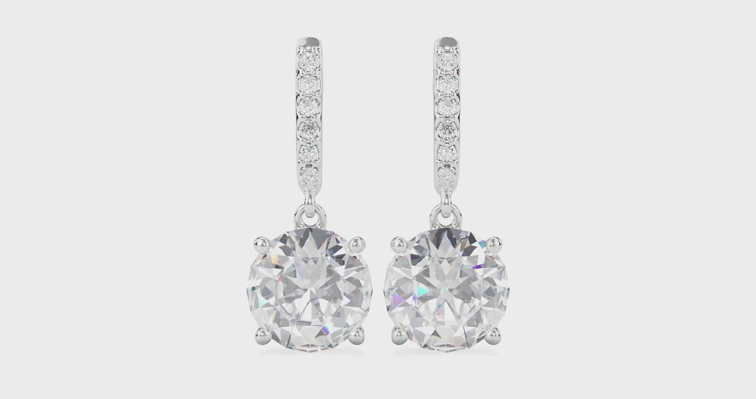 2 Carat Solitaire Drop Lab Diamond J Hoop Earrings