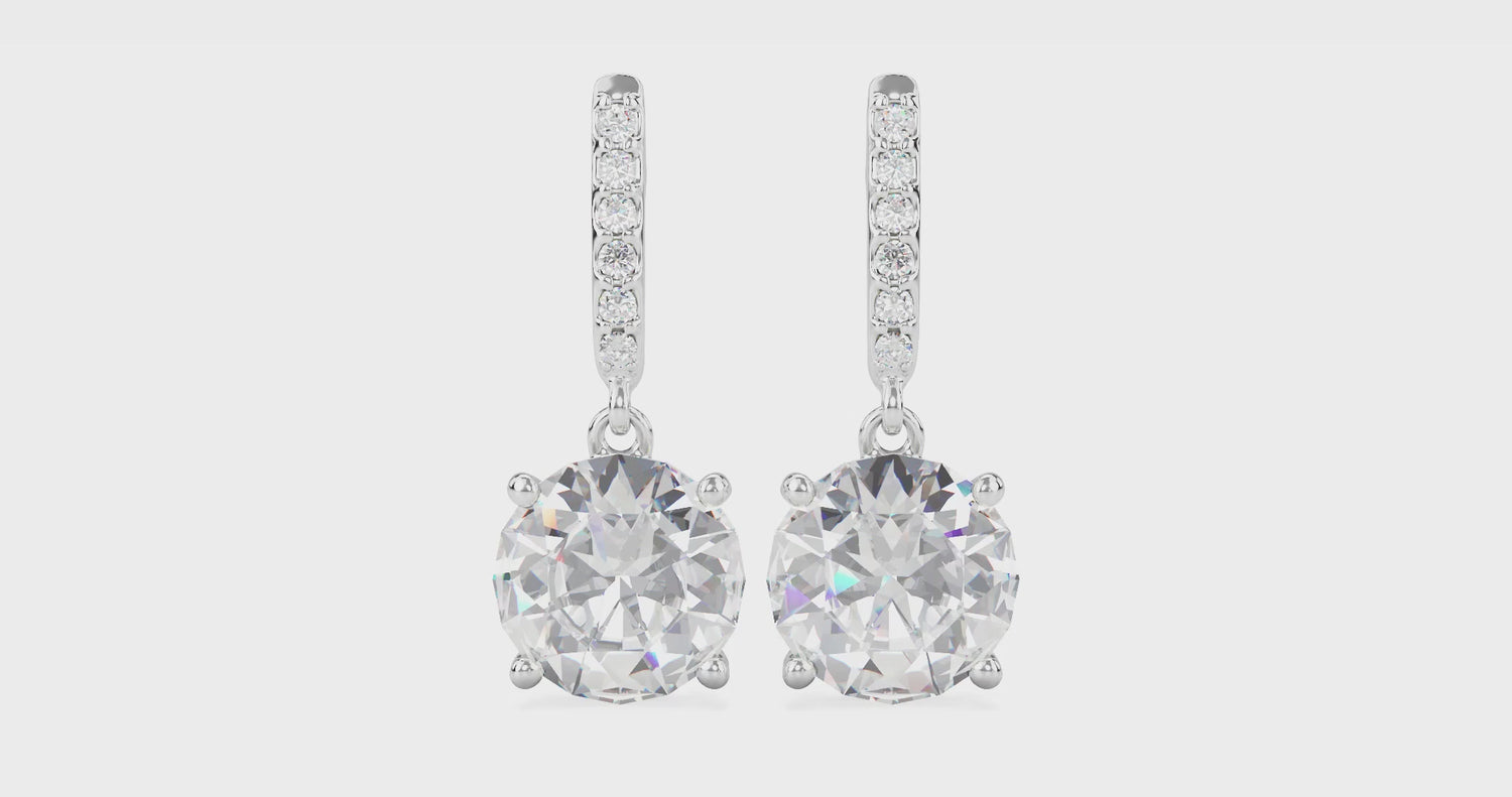 2 Carat Solitaire Drop Lab Diamond J Hoop Earrings