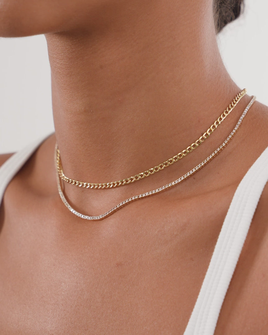 11 Carats Lab Diamond Non-Flip Tennis Necklace 14K White Gold
