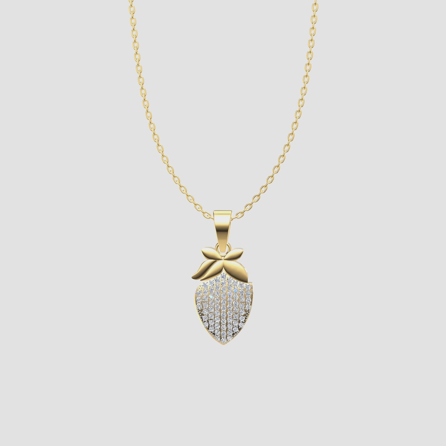 0.4 Carats Diamond Strawberry Pendant 14K Yellow Gold