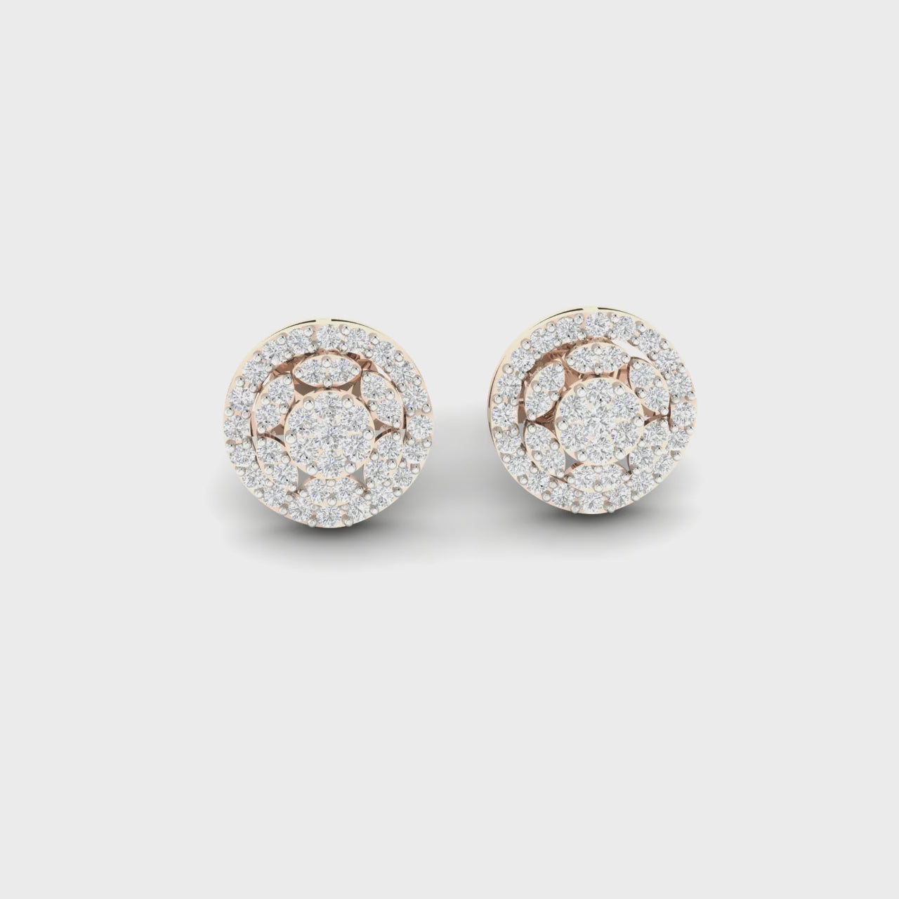 1.5 Carat Diamond Floral 14K Rose Gold Earring Studs