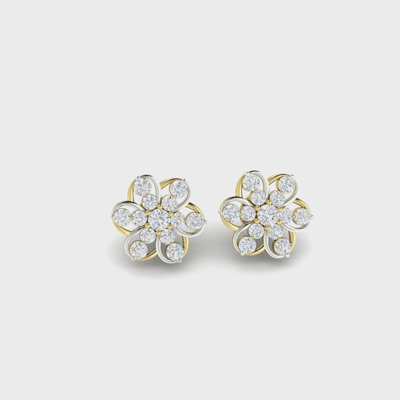 1 Carat  Natural Diamond Daisy Cluster 18K Gold Earring Studs