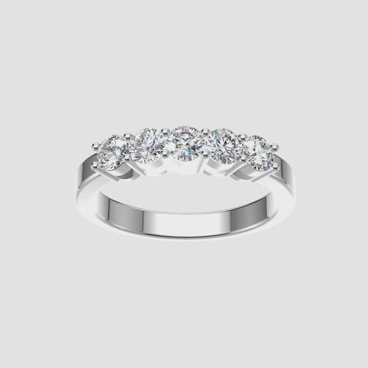 1 Carat Five-Stone Diamond Band Ring 18K White Gold