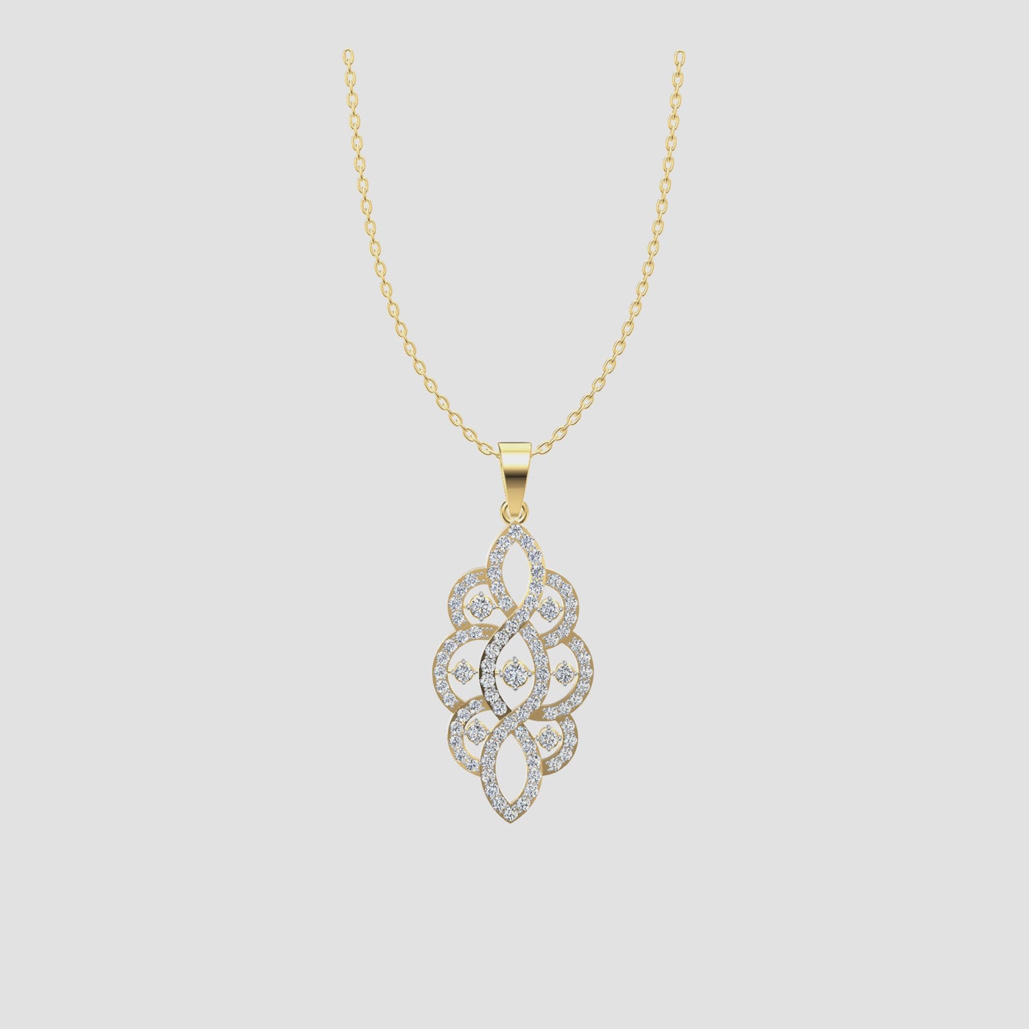 1.2 Carat Diamond Filigree Lace Pendant 18K Yellow Gold