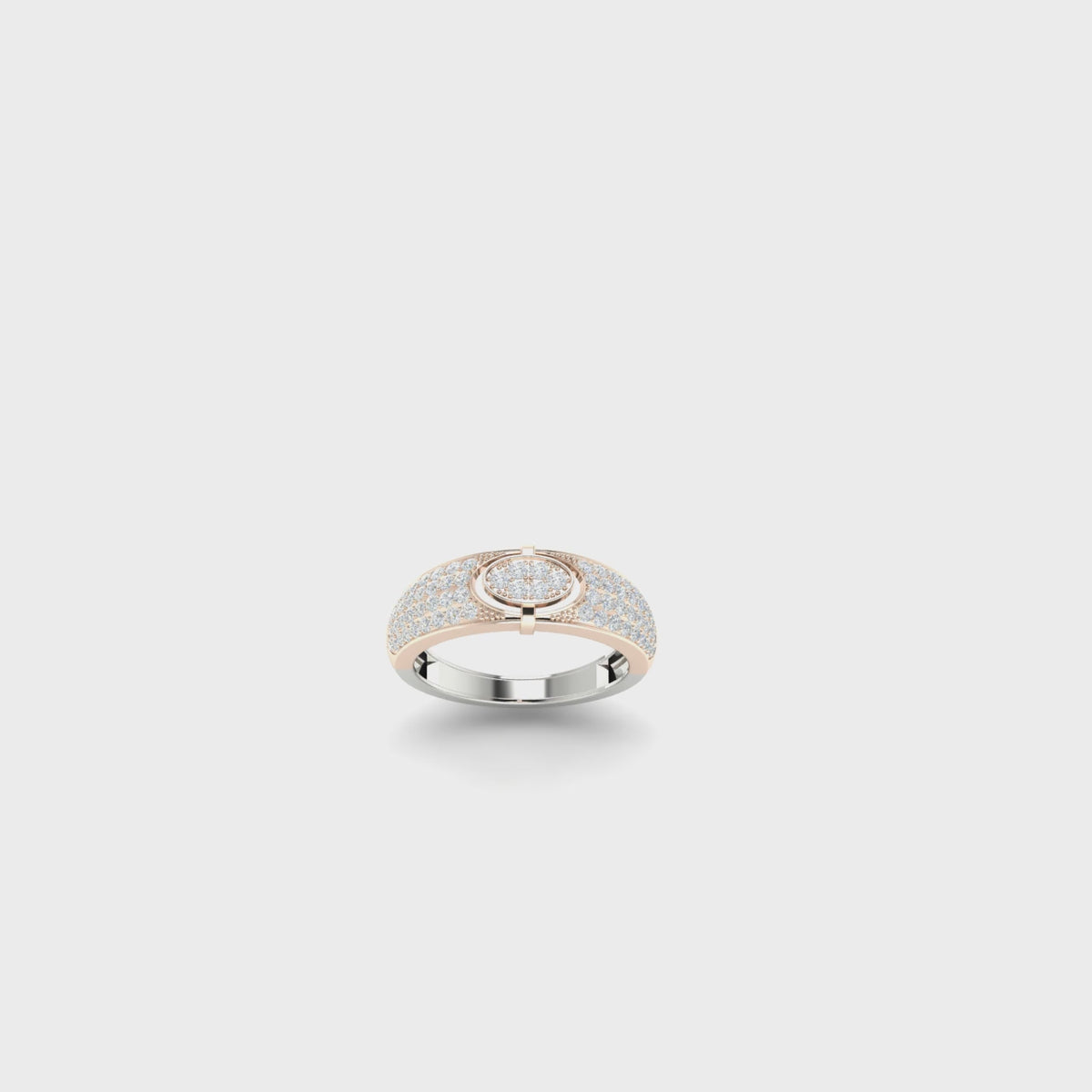 0.5 Carats Lab- Grown Diamond Dual-Tone Oval Cluster Pave 14K Rose Gold Ring