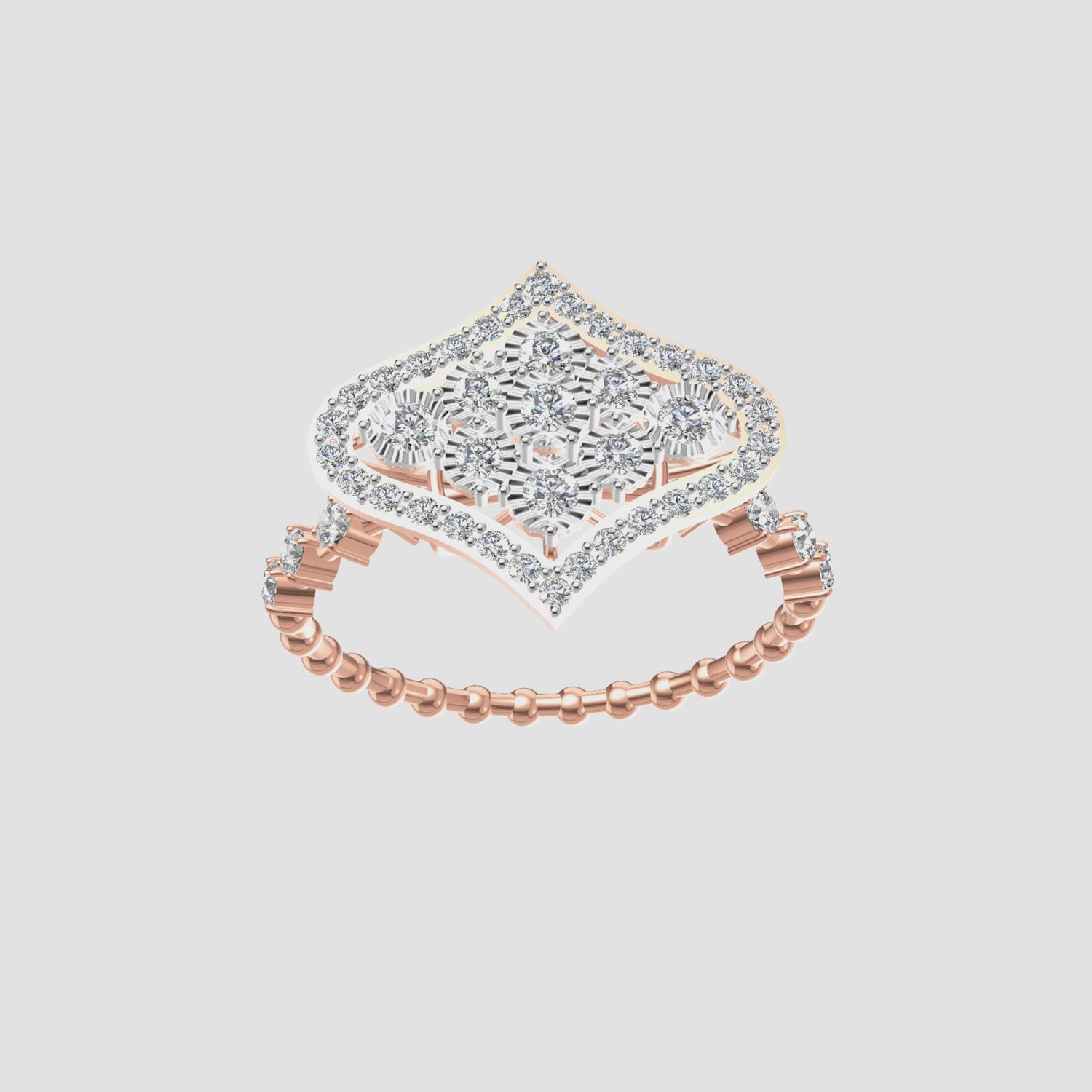 0.5 Carat Diamond Mughal Cluster Cocktail Ring 14K Rose Gold