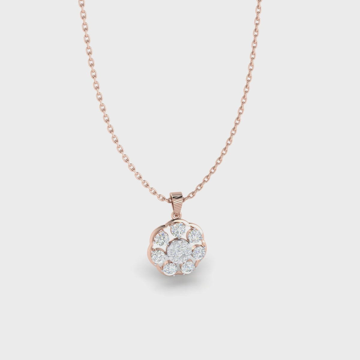 2 Carats Lab Grown Diamond Daisy Cluster  Necklace 14K Yellow Gold