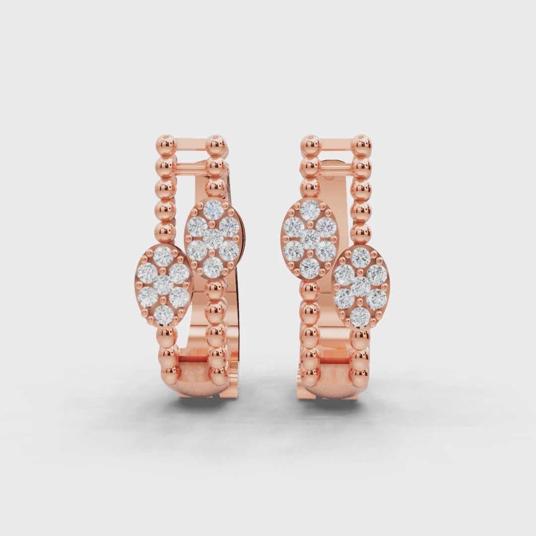 0.5 Carat Diamond Bloom Cluster 14K Gold Huggies