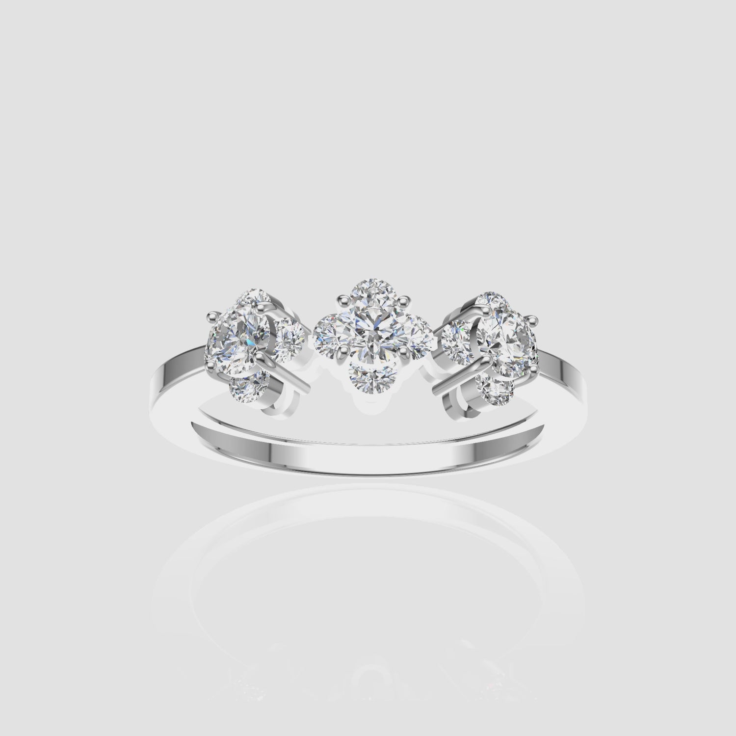 0.4 Carat Five-Stone Cluster Diamond Band Ring 18K White Gold