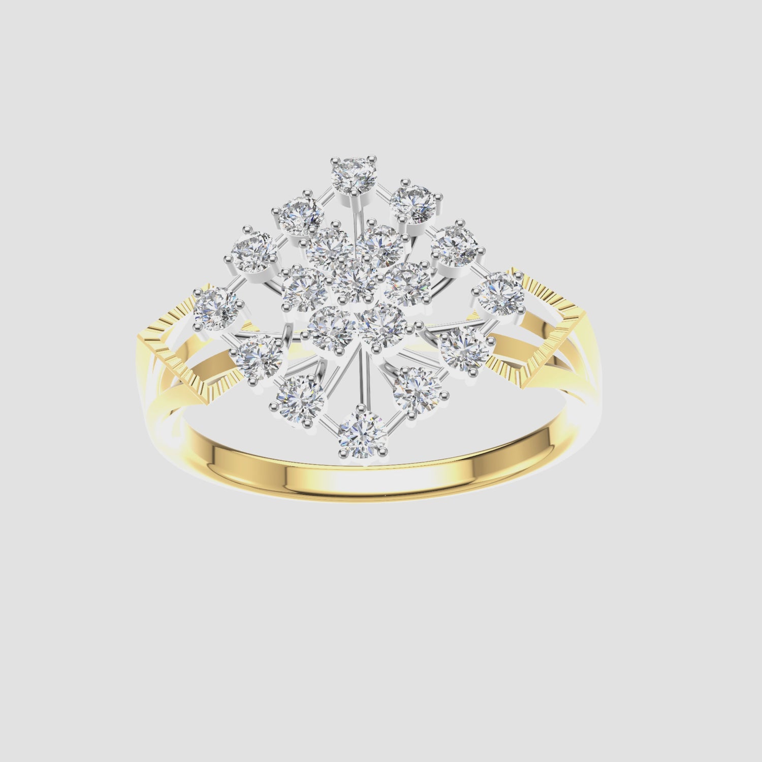 0.5 Carats Natural Diamond Stella Sunburst Cocktail Ring 14K Yellow Gold