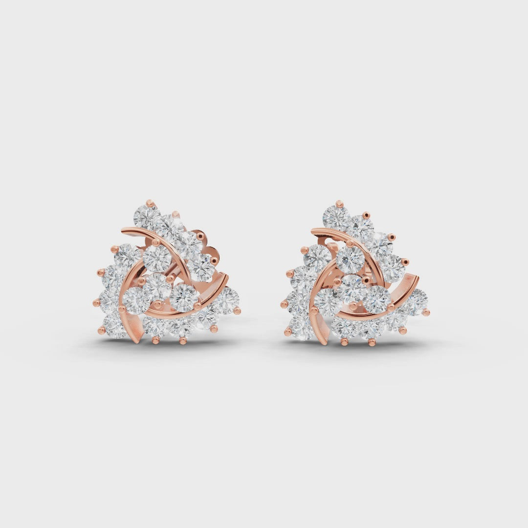 1.5 Carat Diamond Eternal Swirl 18K Rose Gold Earring Studs
