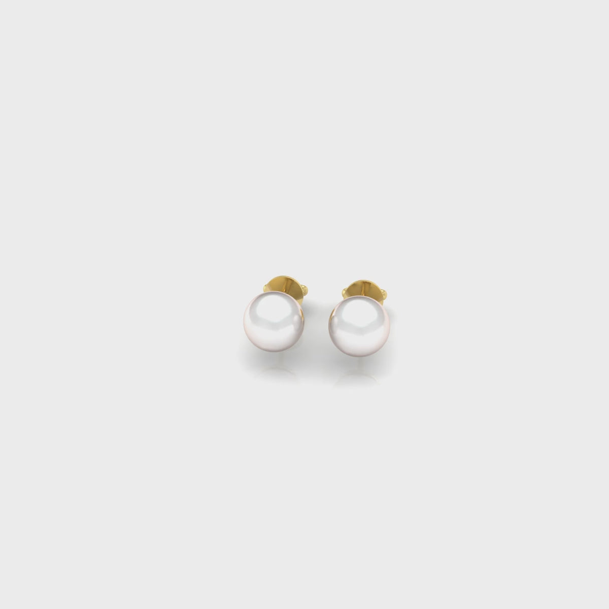 9 mm Freshwater White Pearl Stud Earrings 14K Yellow Gold