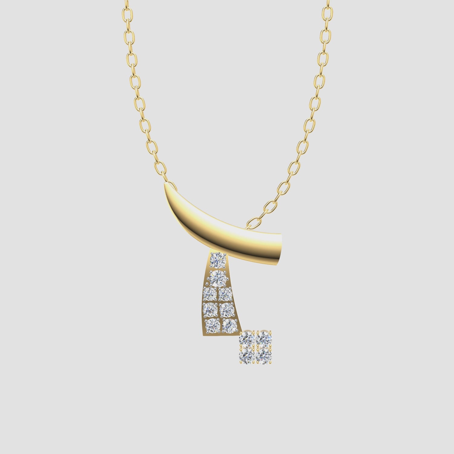 0.3 Carats Diamond Geometric Drop Pendant 14K Yellow Gold